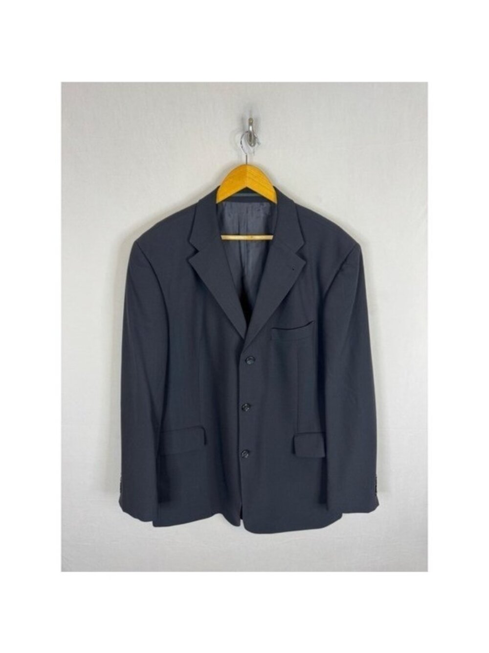 Strellson Novara-Luigi Mens 46 Black 100% Virgin Wool 3-Button Blazer Jacket